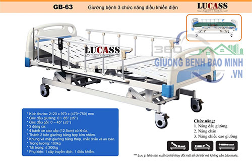 Giường Bệnh Điện Cơ 3 Chức Năng Lucass GB-63